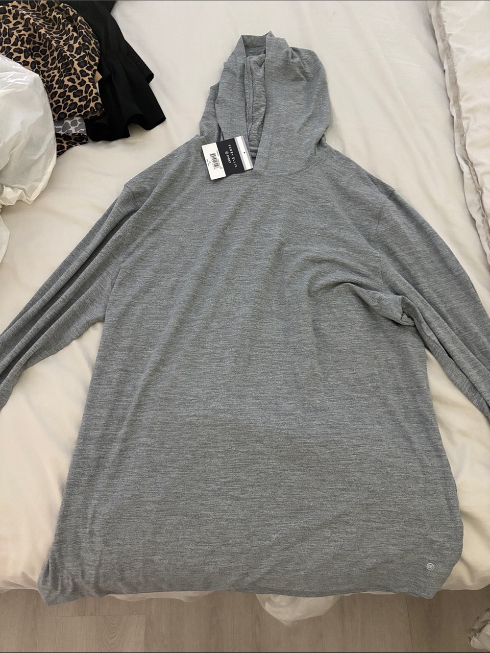 Perry Ellis Heather Gray Hooded Pullover